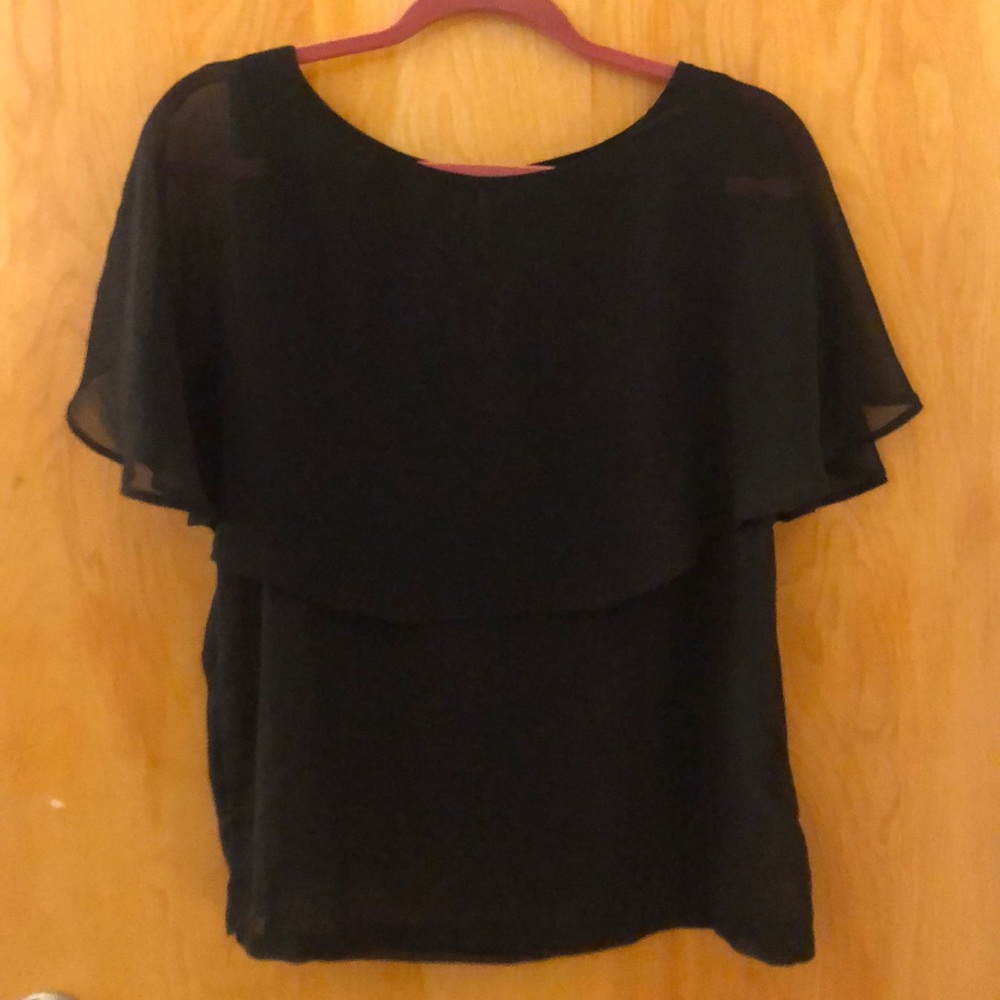 Black short sleeve shirt with layered top part
